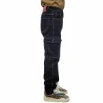 Jean Cargo negro remarcado para Hombre