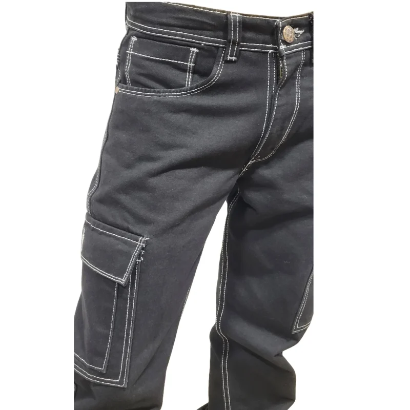 Jean Cargo negro remarcado para Hombre