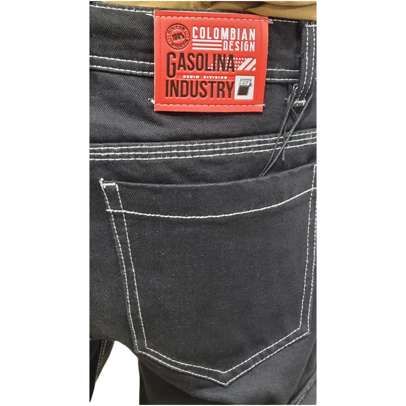 Jean Cargo negro remarcado para Hombre