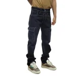 Jean Cargo negro remarcado para Hombre