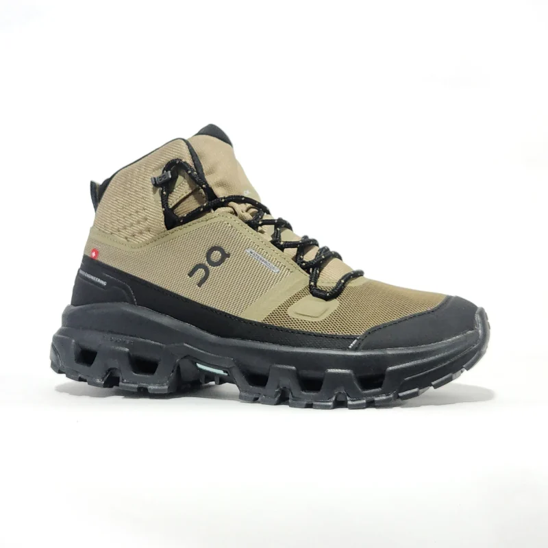 ON-ROCK-CAFE-STD_20 Botas On Cloud Rock verde militar, café con negro para hombre — impermeables, ligeras y cómodas, perfectas para trekking, caminatas urbanas o aventuras al aire libre.