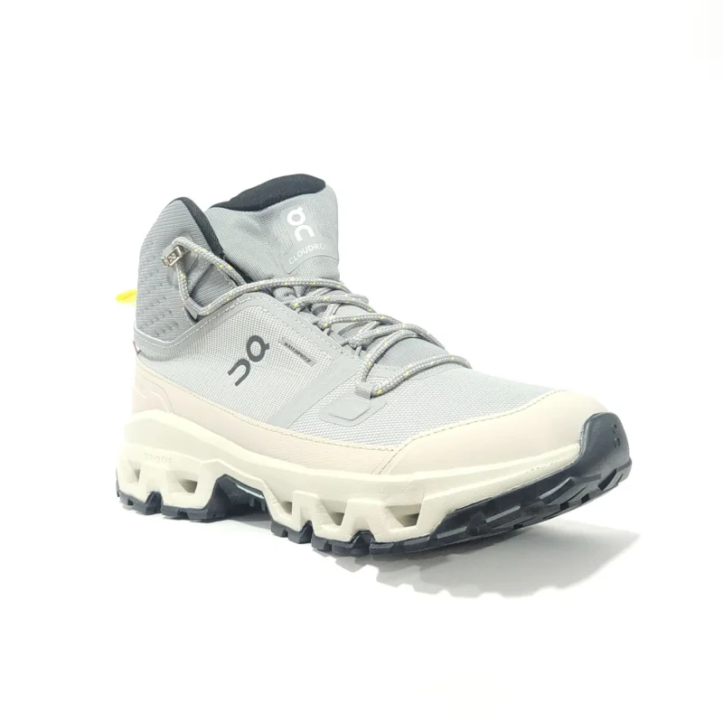 Botas On Cloud Rock gris claro para hombre — impermeables, ligeras y cómodas, perfectas para trekking, caminatas urbanas o aventuras al aire libre.